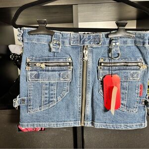 Tripp NYC Blue Denim Mini Skirt with Front Zipper